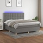 Letto a Molle Materasso e LED Grigio Scuro 180x200cm in Tessuto Letto a Molle Materasso e LED Grigio Scuro 180x200cm in Tessuto