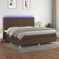 Letto a Molle Materasso e LED Marronescuro 200x200cm in Tessuto Letto a Molle Materasso e LED Marronescuro 200x200cm in Tessuto