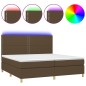 Letto a Molle Materasso e LED Marronescuro 200x200cm in Tessuto Letto a Molle Materasso e LED Marronescuro 200x200cm in Tessuto