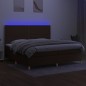 Letto a Molle Materasso e LED Marronescuro 200x200cm in Tessuto Letto a Molle Materasso e LED Marronescuro 200x200cm in Tessuto