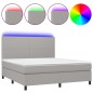 vidaXL Letto a Molle Materasso e LED Grigio Chiaro 160x200 cm Tessuto vidaXL Letto a Molle Materasso e LED Grigio Chiaro 160x200 cm Tessuto