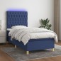 Letto a Molle con Materasso e LED Blu 100x200cm in Tessuto Letto a Molle con Materasso e LED Blu 100x200cm in Tessuto