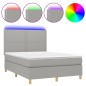 vidaXL Letto a Molle Materasso e LED Grigio Chiaro 140x190 cm Tessuto vidaXL Letto a Molle Materasso e LED Grigio Chiaro 140x190 cm Tessuto