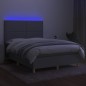 vidaXL Letto a Molle Materasso e LED Grigio Chiaro 140x190 cm Tessuto vidaXL Letto a Molle Materasso e LED Grigio Chiaro 140x190 cm Tessuto