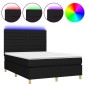 Letto a Molle con Materasso e LED Nero 140x190 cm in Tessuto Letto a Molle con Materasso e LED Nero 140x190 cm in Tessuto