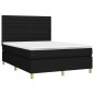 Letto a Molle con Materasso e LED Nero 140x190 cm in Tessuto Letto a Molle con Materasso e LED Nero 140x190 cm in Tessuto