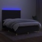 Letto a Molle con Materasso e LED Nero 140x190 cm in Tessuto Letto a Molle con Materasso e LED Nero 140x190 cm in Tessuto