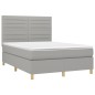 Letto a Molle Materasso e LED Grigio Chiaro 140x190 cm Tessuto Letto a Molle Materasso e LED Grigio Chiaro 140x190 cm Tessuto
