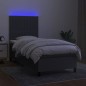 vidaXL Letto a Molle Materasso e LED Grigio Scuro 90x190 cm in Tessuto vidaXL Letto a Molle Materasso e LED Grigio Scuro 90x190 cm in Tessuto
