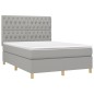 Letto a Molle Materasso e LED Grigio Chiaro 140x190 cm Tessuto Letto a Molle Materasso e LED Grigio Chiaro 140x190 cm Tessuto