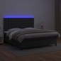 Giroletto a Molle con Materasso e LED Nero 160x200cm Similpelle