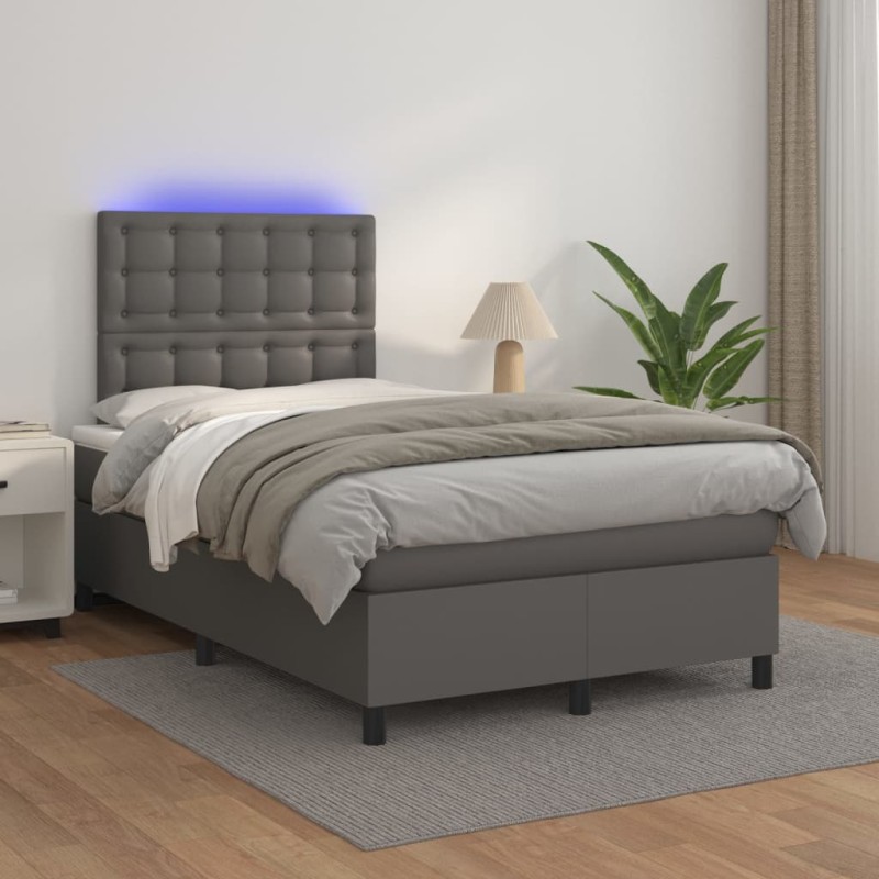 Giroletto Molle con Materasso e LED Grigio 120x200cm Similpelle Giroletto Molle con Materasso e LED Grigio 120x200cm Similpelle