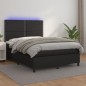 Giroletto a Molle con Materasso e LED Nero 140x190cm Similpelle Giroletto a Molle con Materasso e LED Nero 140x190cm Similpelle