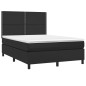 Giroletto a Molle con Materasso e LED Nero 140x190cm Similpelle Giroletto a Molle con Materasso e LED Nero 140x190cm Similpelle