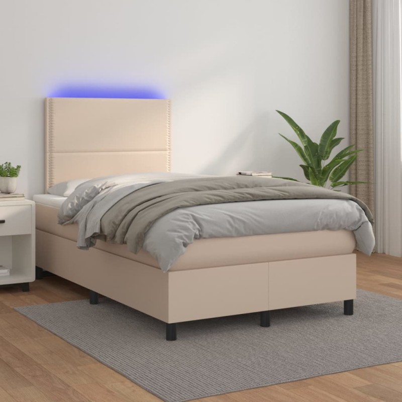 vidaXL Giroletto Molle Materasso e LED Cappuccino 120x200cm Similpelle vidaXL Giroletto Molle Materasso e LED Cappuccino 120x200cm Similpelle