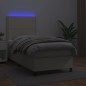 vidaXL Giroletto a Molle con Materasso e LED Crema 100x200 cm vidaXL Giroletto a Molle con Materasso e LED Crema 100x200 cm