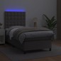 Giroletto Molle con Materasso e LED Grigio 100x200cm Similpelle