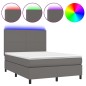 vidaXL Giroletto Molle con Materasso e LED Grigio 140x200cm Similpelle
