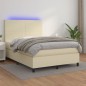 Giroletto a Molle con Materasso e LED Crema 140x200 cm