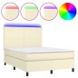 Giroletto a Molle con Materasso e LED Crema 140x200 cm