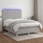 Letto a Molle Materasso e LED Grigio Chiaro 140x200 cm Tessuto Letto a Molle Materasso e LED Grigio Chiaro 140x200 cm Tessuto