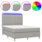 Letto a Molle Materasso e LED Grigio Chiaro 140x200 cm Tessuto Letto a Molle Materasso e LED Grigio Chiaro 140x200 cm Tessuto