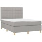Letto a Molle Materasso e LED Grigio Chiaro 140x200 cm Tessuto Letto a Molle Materasso e LED Grigio Chiaro 140x200 cm Tessuto