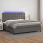 Giroletto Molle con Materasso e LED Grigio 200x200cm Similpelle Giroletto Molle con Materasso e LED Grigio 200x200cm Similpelle