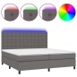 Giroletto Molle con Materasso e LED Grigio 200x200cm Similpelle Giroletto Molle con Materasso e LED Grigio 200x200cm Similpelle