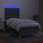 vidaXL Letto a Molle Materasso e LED Grigio Scuro 90x190 cm in Tessuto vidaXL Letto a Molle Materasso e LED Grigio Scuro 90x190 cm in Tessuto