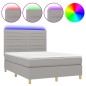 vidaXL Letto a Molle Materasso e LED Grigio Chiaro 140x200 cm Tessuto vidaXL Letto a Molle Materasso e LED Grigio Chiaro 140x200 cm Tessuto