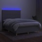 vidaXL Letto a Molle Materasso e LED Grigio Chiaro 140x200 cm Tessuto vidaXL Letto a Molle Materasso e LED Grigio Chiaro 140x200 cm Tessuto