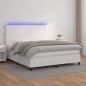 Giroletto Molle con Materasso e LED Bianco 160x200cm Similpelle Giroletto Molle con Materasso e LED Bianco 160x200cm Similpelle