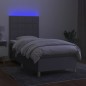 Letto a Molle Materasso e LED Grigio Chiaro 90x190 cm Tessuto Letto a Molle Materasso e LED Grigio Chiaro 90x190 cm Tessuto