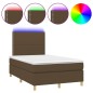 Letto a Molle Materasso e LED Marrone Scuro 120x200 cm Tessuto Letto a Molle Materasso e LED Marrone Scuro 120x200 cm Tessuto