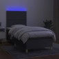 Letto a Molle Materasso e LED Grigio Scuro 100x200cm in Tessuto Letto a Molle Materasso e LED Grigio Scuro 100x200cm in Tessuto