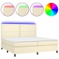 Giroletto a Molle con Materasso e LED Crema 200x200 cm Giroletto a Molle con Materasso e LED Crema 200x200 cm