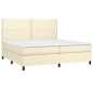 Giroletto a Molle con Materasso e LED Crema 200x200 cm Giroletto a Molle con Materasso e LED Crema 200x200 cm