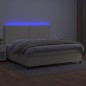 Giroletto a Molle con Materasso e LED Crema 200x200 cm Giroletto a Molle con Materasso e LED Crema 200x200 cm
