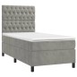 Letto a Molle Materasso e LED Grigio Chiaro 80x200 cm Velluto Letto a Molle Materasso e LED Grigio Chiaro 80x200 cm Velluto
