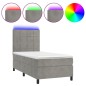 Letto a Molle Materasso e LED Grigio Chiaro 100x200 cm Velluto Letto a Molle Materasso e LED Grigio Chiaro 100x200 cm Velluto