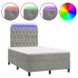 Letto a Molle Materasso e LED Grigio Chiaro 120x200 cm Velluto Letto a Molle Materasso e LED Grigio Chiaro 120x200 cm Velluto