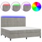 Letto a Molle Materasso e LED Grigio Chiaro 200x200 cm Velluto Letto a Molle Materasso e LED Grigio Chiaro 200x200 cm Velluto