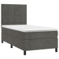 vidaXL Letto a Molle con Materasso e LED Grigio Scuro 90x200cm Velluto vidaXL Letto a Molle con Materasso e LED Grigio Scuro 90x200cm Velluto