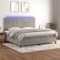 Letto a Molle Materasso e LED Grigio Chiaro 200x200 cm Velluto Letto a Molle Materasso e LED Grigio Chiaro 200x200 cm Velluto
