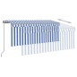 vidaXL Tenda Sole Retrattile Manuale con LED 3x2,5m Blu e Bianco vidaXL Tenda Sole Retrattile Manuale con LED 3x2,5m Blu e Bianco