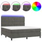 Letto a Molle con Materasso e LED Grigio Scuro 160x200 cm Letto a Molle con Materasso e LED Grigio Scuro 160x200 cm