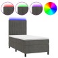 vidaXL Letto a Molle con Materasso e LED Grigio Scuro 80x200cm Velluto vidaXL Letto a Molle con Materasso e LED Grigio Scuro 80x200cm Velluto