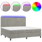 Letto a Molle Materasso e LED Grigio Chiaro 200x200 cm Velluto Letto a Molle Materasso e LED Grigio Chiaro 200x200 cm Velluto