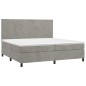 Letto a Molle Materasso e LED Grigio Chiaro 200x200 cm Velluto Letto a Molle Materasso e LED Grigio Chiaro 200x200 cm Velluto